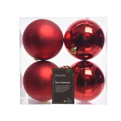 Set 4 Palline Rosse Assortite Ø10cm Kaemingk – Addobbi...