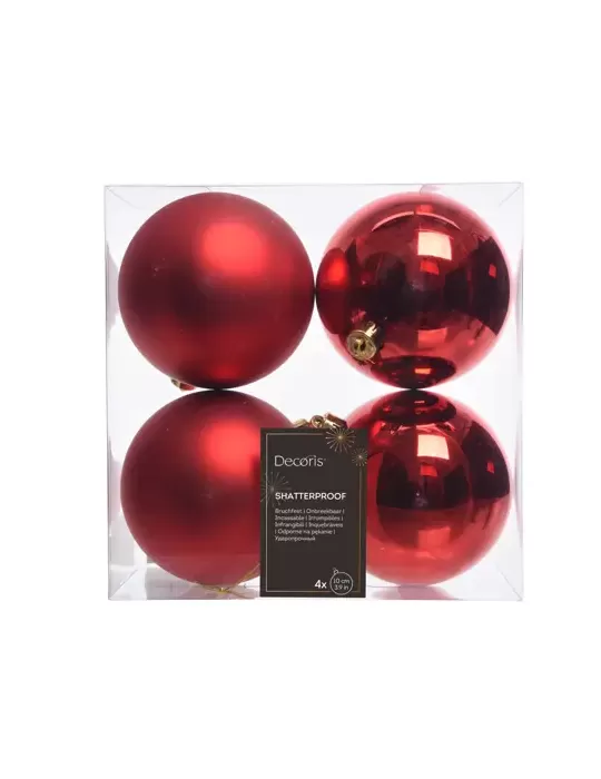Set 4 Palline Rosse Assortite Ø10cm Kaemingk – Addobbi Natalizi Eleganti