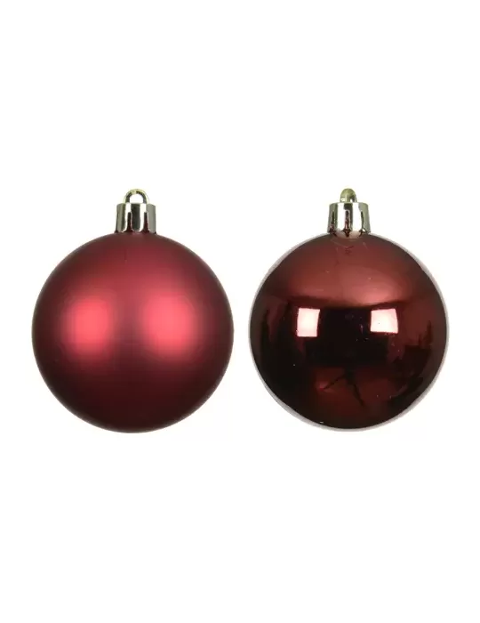 Set 4 Palline Sangue di Bue Ø10cm Kaemingk – Eleganza Natalizia Raffinata