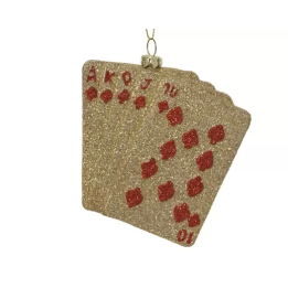 Kaemingk Carte da gioco glitterate oro e rosse 10 × 11 cm