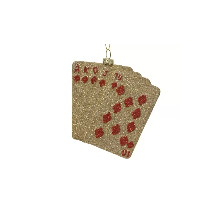 Kaemingk Carte da gioco glitterate oro e rosse 10 × 11 cm