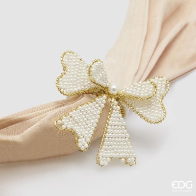 Portatovagliolo a Forma di Fiocco Bianco Perla Ø6 cm – EDG