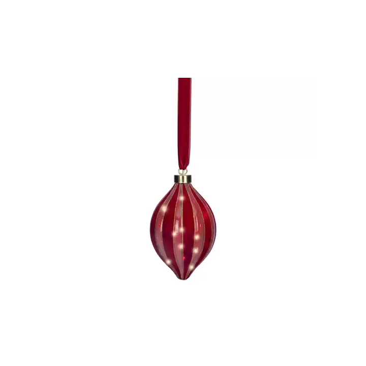 Kaemingk Oliva luminosa rossa 100 micro LED alta 21 cm
