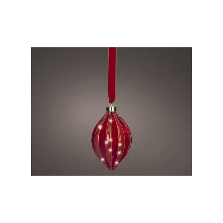 Kaemingk Oliva luminosa rossa 100 micro LED alta 21 cm