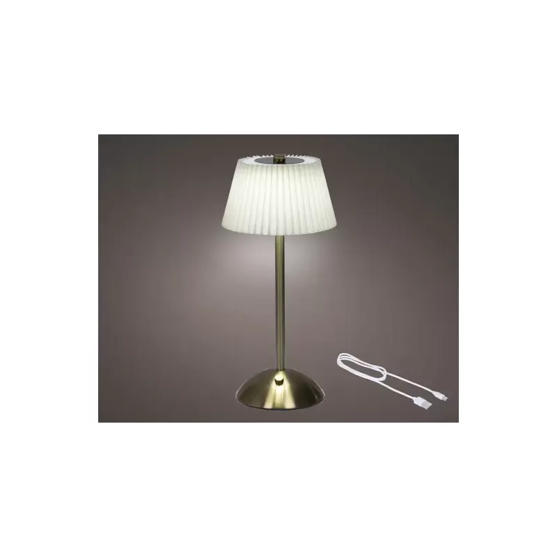 Lampada LED Ricaricabile di Kaemingk – Da Tavolo, Crema e Oro, D.15xH.30.5 cm