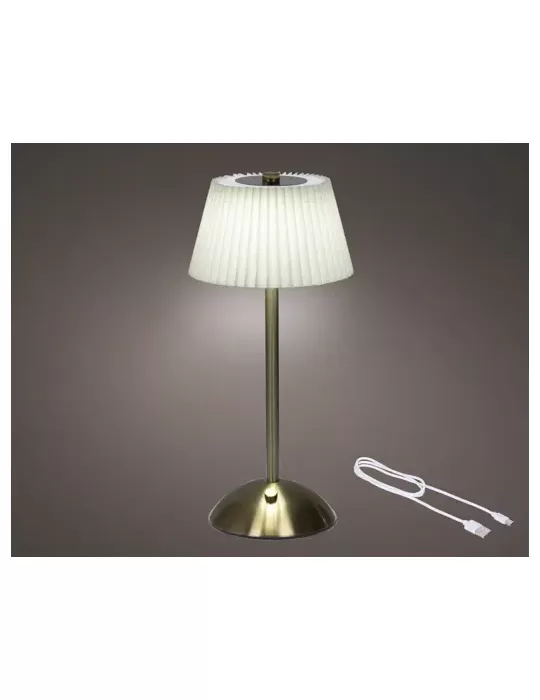 Lampada LED Ricaricabile di Kaemingk – Da Tavolo, Crema e Oro, D.15xH.30.5 cm