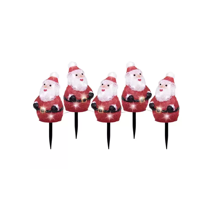 Kaemingk 5 paletti luminosi Babbo Natale alti 20,5 cm