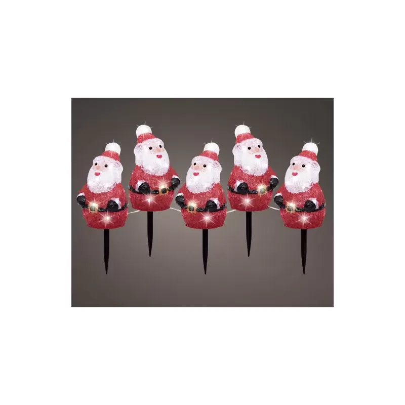 Set 5 Pali LED Babbo Natale di Kaemingk – Decorazione Luminosa da Esterno 31V