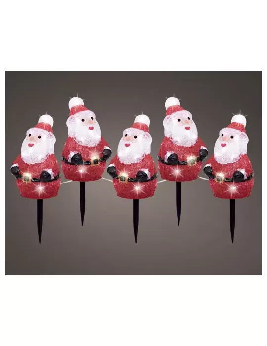Set 5 Pali LED Babbo Natale di Kaemingk – Decorazione Luminosa da Esterno 31V