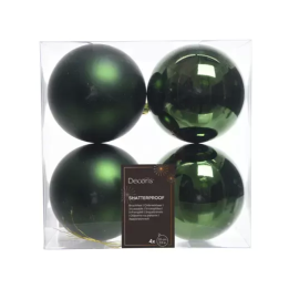 Kaemingk Set di 4 palline di Natale verde pino Ø 10 cm