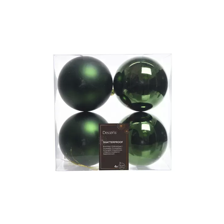 Kaemingk Set di 4 palline di Natale verde pino Ø 10 cm