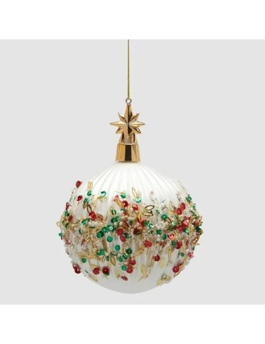 Pallina di Natale Mille Perle Bianca – EDG Enzo De Gasperi