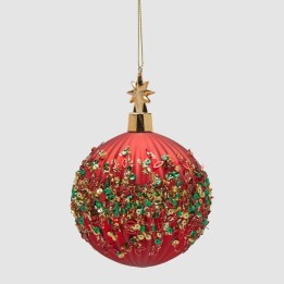 EDG Pallina Mille Perle rossa in vetro con stella Ø 10 cm