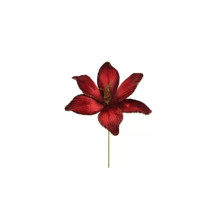 Kaemingk Fiore in velluto rosso con stelo oro alto 60 cm