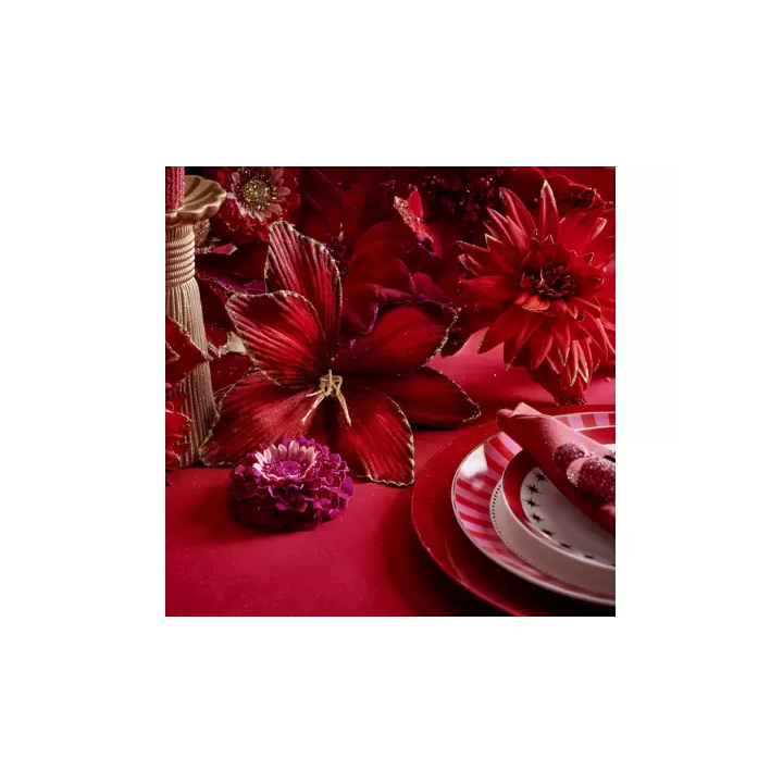 Kaemingk Fiore in velluto rosso con stelo oro alto 60 cm