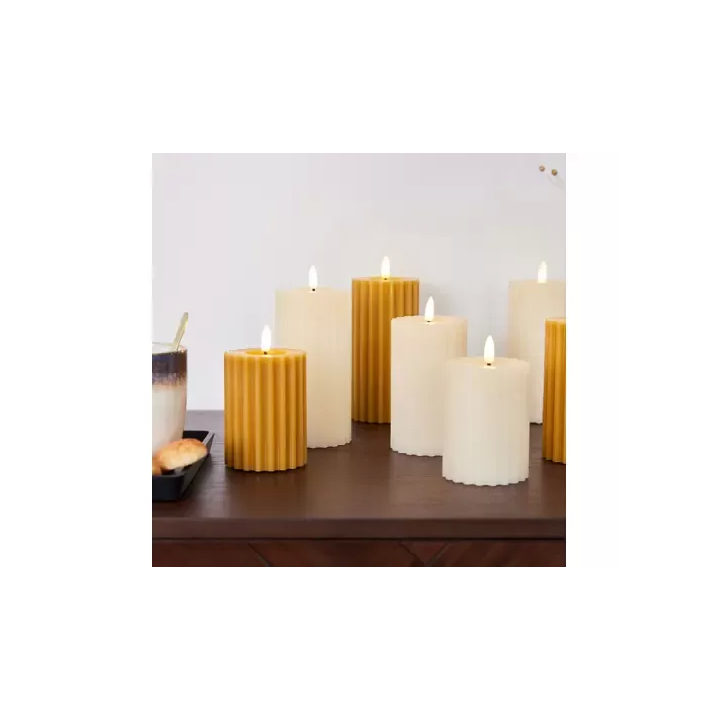 Kaemingk Candela LED intagliata crema alta 12,5 cm