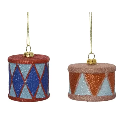 Tamburo Glitterato Blu – Decorazione Natalizia Kaemingk