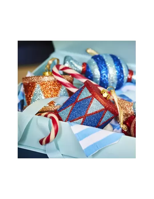 Tamburo Glitterato Blu – Decorazione Natalizia...