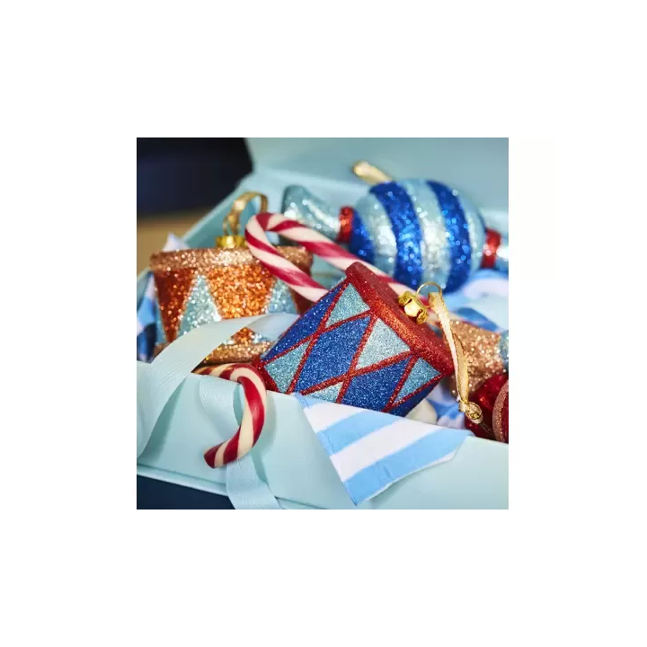 Kaemingk Tamburo glitterato blu alto 6 cm