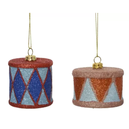 Kaemingk Tamburo glitterato azzurro e arancio alto 5 cm