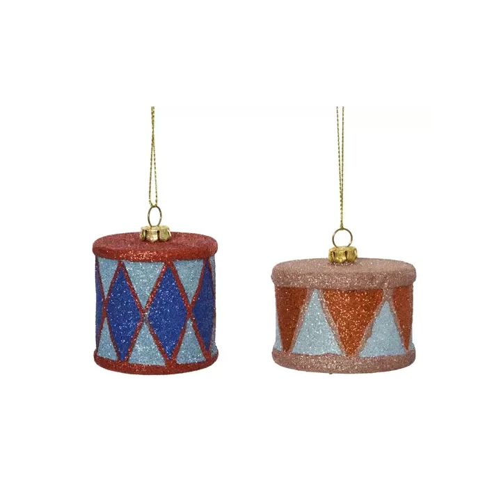 Kaemingk Tamburo glitterato azzurro e arancio alto 5 cm