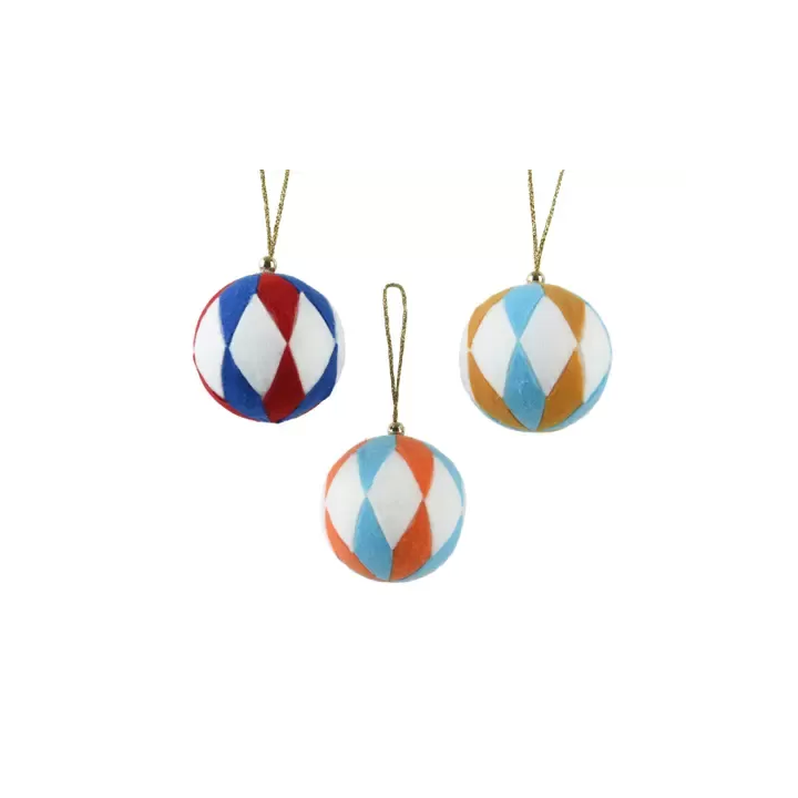 Kaemingk Pallina di Natale a rombi rossi e blu Ø 8 cm