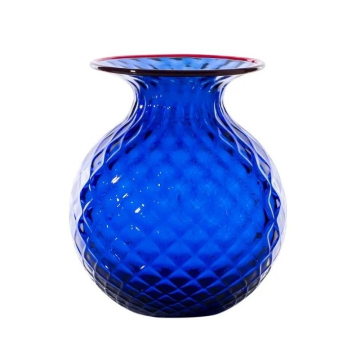 Venini Vaso Balloton Fiori zaffiro alto 21,3 cm