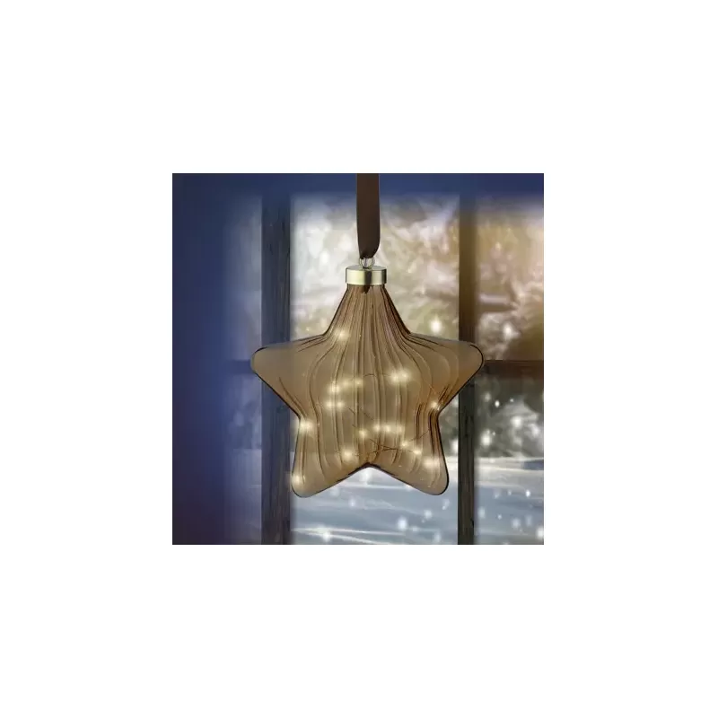 Stella MicroLED Appendino Kaemingk – Decorazione Luminosa Brown con Luce Bianca Calda