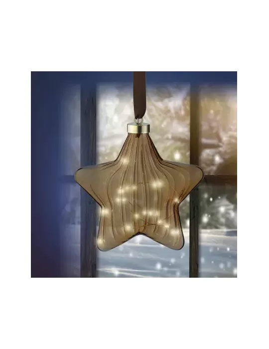Stella MicroLED Appendino Kaemingk – Decorazione Luminosa Brown con Luce Bianca Calda