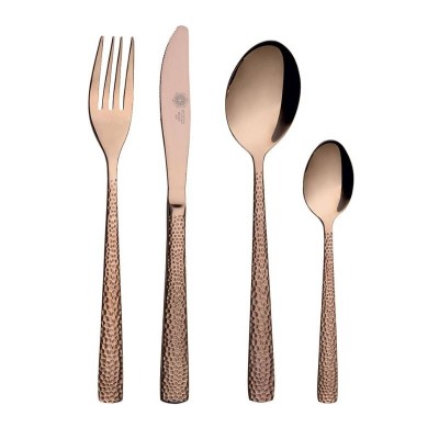 Set 24 Posate Hammered Pozzi Milano 1876 in Acciaio Inox...