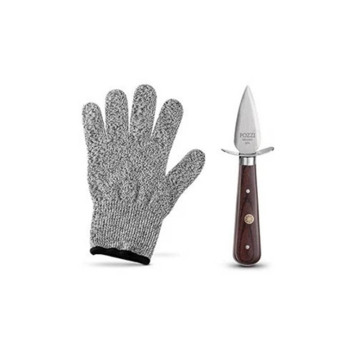 Pozzi Milano Set coltello per ostriche con guanto