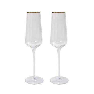 Set 2 Bicchieri Champagne Bordo Oro – Pozzi Milano Gran Galà