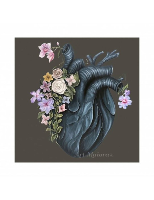 Quadro Flowery Heart di Art Maiora – Opera Moderna Materica su Tela 100x100