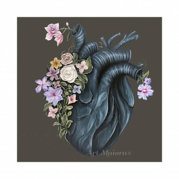 Art Maiora Quadro Flowery Heart materico 100 × 100 cm