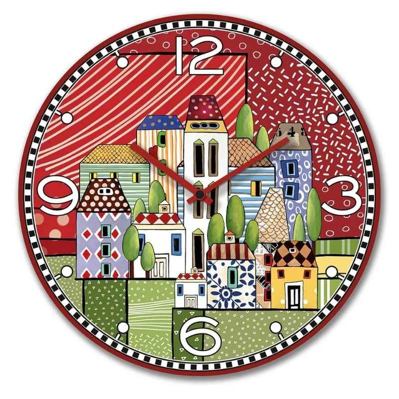 Orologio Paese Mio Rosso di EGAN – Orologio da Parete Decorativo Ø 50 cm