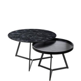 L'Oca Nera Set di 2 tavolini tondi Urban neri