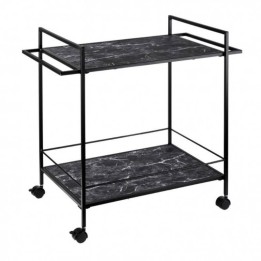 L'Oca Nera Carrello Urban nero con ripiani effetto marmo