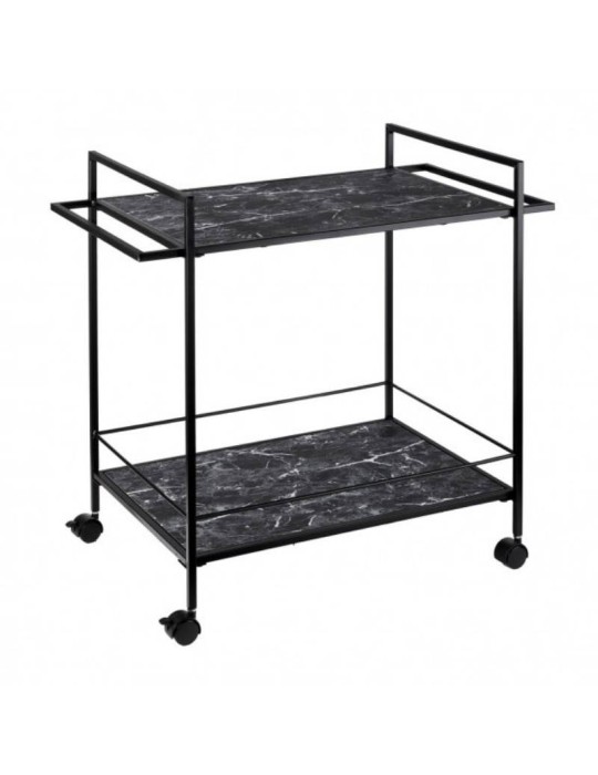 Carrello Design Urban Total Black con Ripiani Effetto Marmo – L’Oca Nera