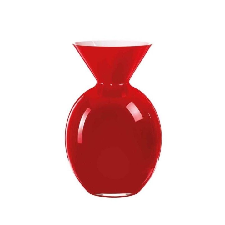 Onlylux Vaso Pallottino opale e rosso alto 20 cm