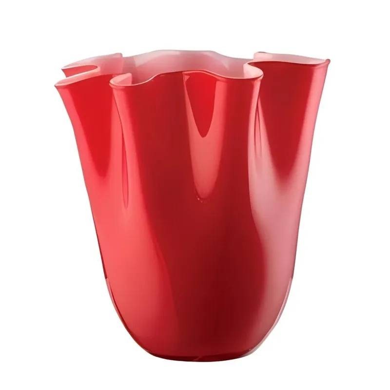Wave – Vaso in Vetro Soffiato Opale/Rosso H31 cm | Onlylux