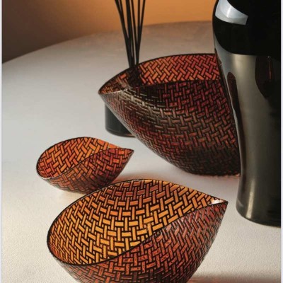 Pattern Coppetta Nero-Arancio 20x12 cm Onlylux in Vetro...