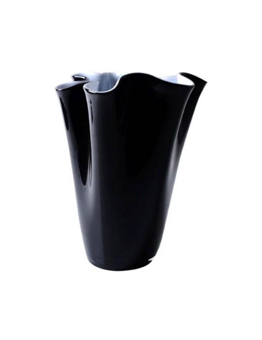 Vaso Wave Nero h 30 cm Onlylux in Vetro Soffiato