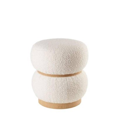 Pouf in Tessuto Bianco con Struttura in Legno – L’Oca Nera