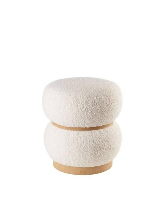 Pouf in Tessuto Bianco con Struttura in Legno – L’Oca Nera