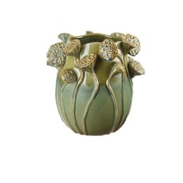 L'Oca Nera Vaso basso in gres verde alto 26 cm