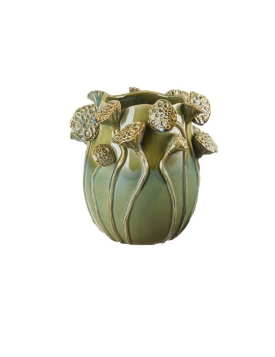 Vaso Basso in Gres Verde H 26 cm – L’Oca Nera