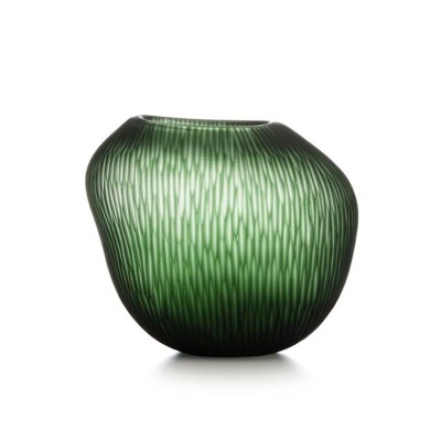 Carving – Vaso in Vetro Satinato Verde H 24 cm | IVV