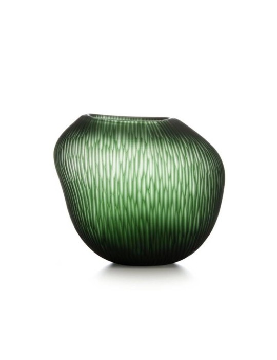 Carving – Vaso in Vetro Satinato Verde H 24 cm | IVV