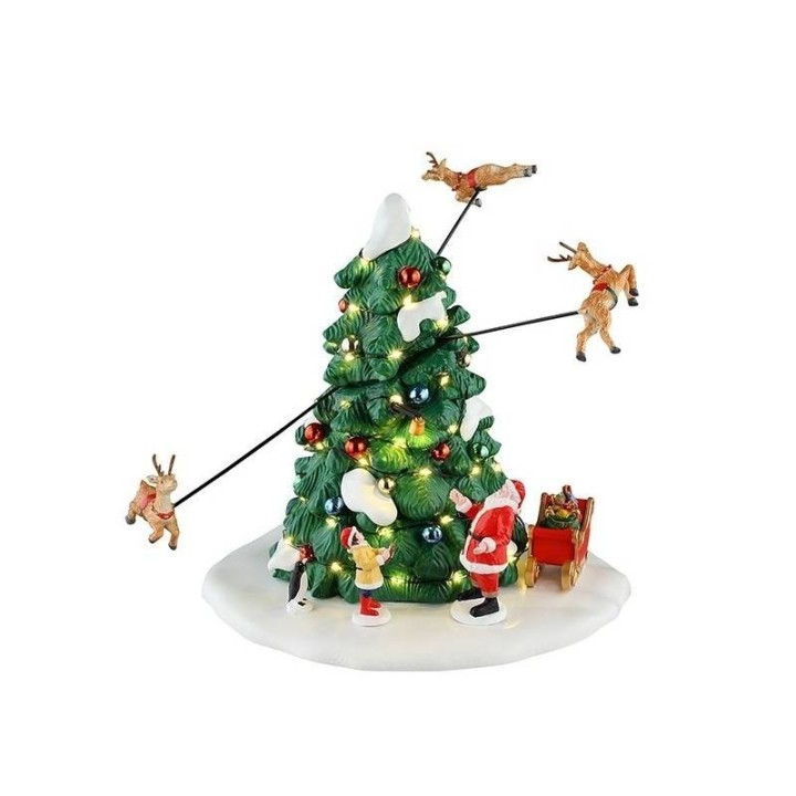 Lemax Reindeer Races 54455 scena illuminata