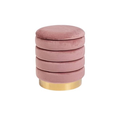 Pouf Contenitore in Legno Rosa Antico Ø36 – Darina di...